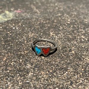 Dainty stainless steel double heart ring